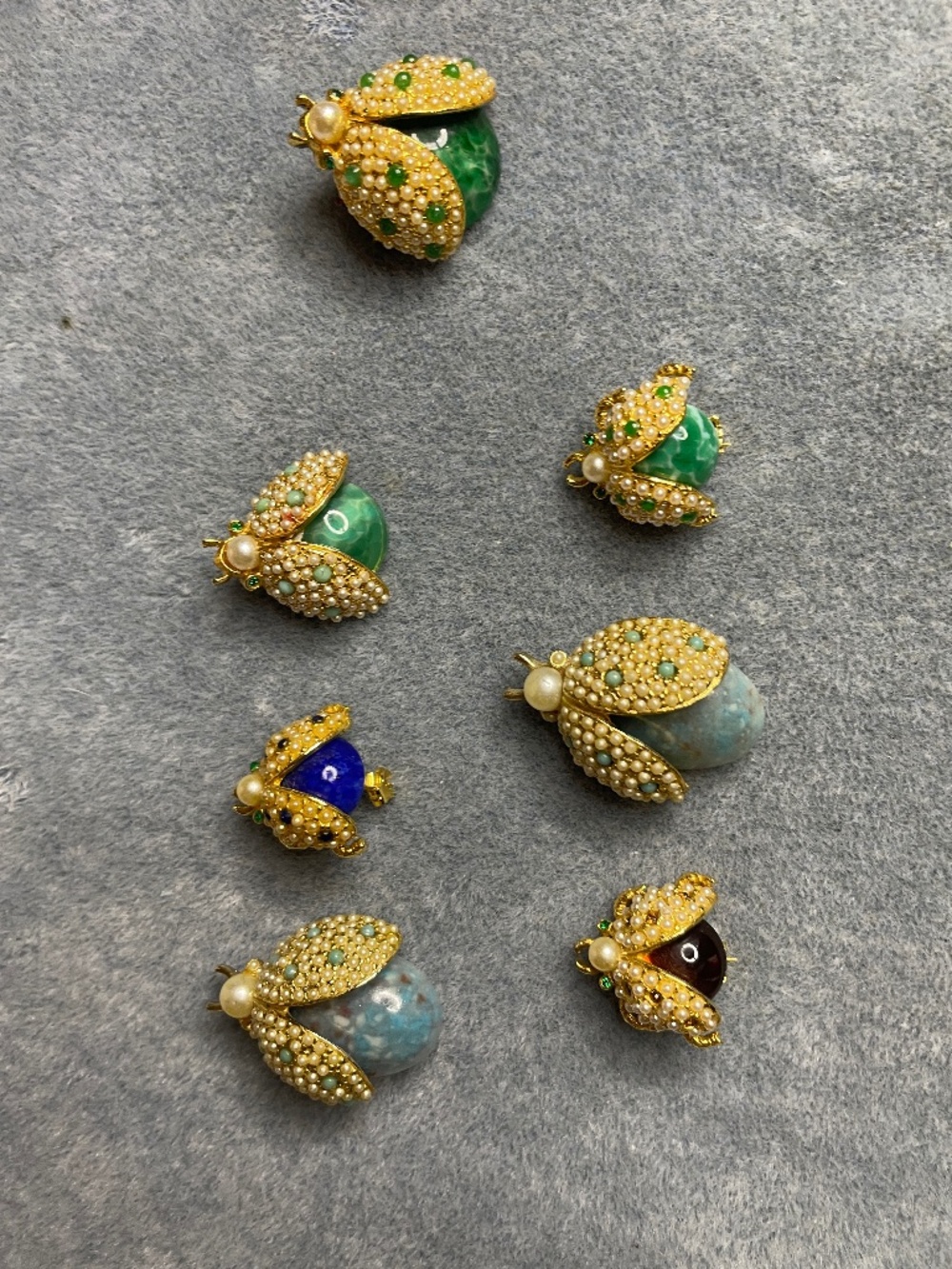 Vintage seed pearl lady bug brooch Lot